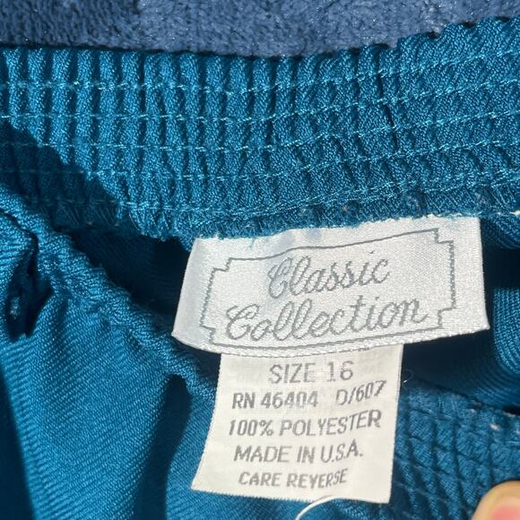Vintage Classic Collection Teal Midi Skirt Made In USA Womans Size 16 - Picture 2 of 6